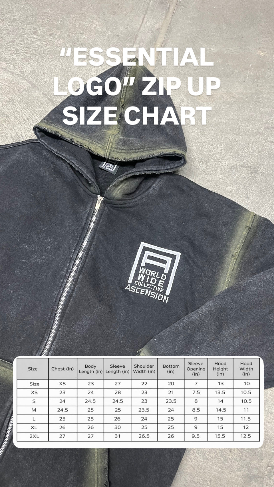“ESSENTIAL LOGO” ZIP UP HOODIE