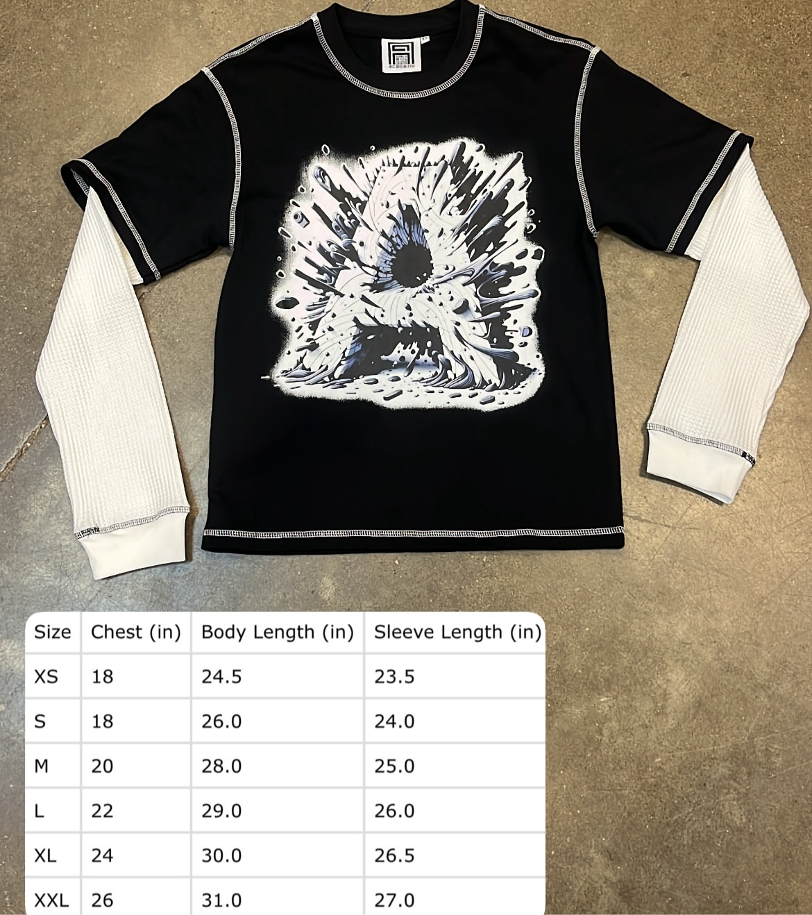 “ASTRAL A” LAYERED WAFFLE LONG SLEEVE